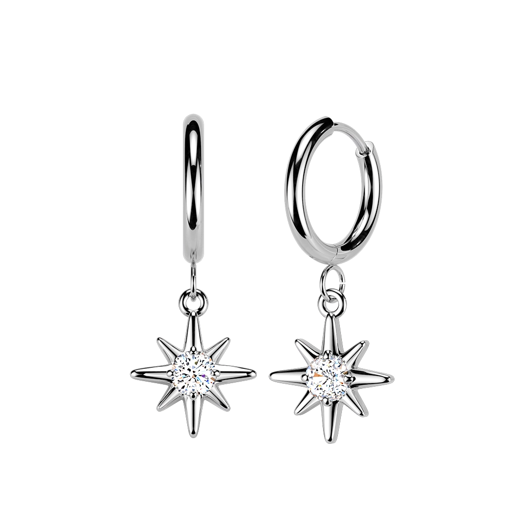 Stalowy clicker do ucha z zawieszką Sunburst