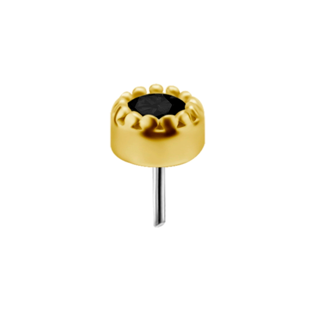 Czarny spinel w oprawie milgrain bezel set ze złota 18k