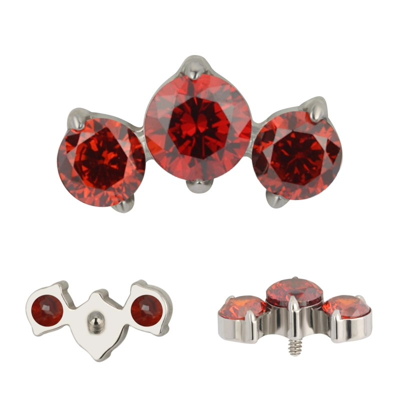 Titanium labret Roya with red gems