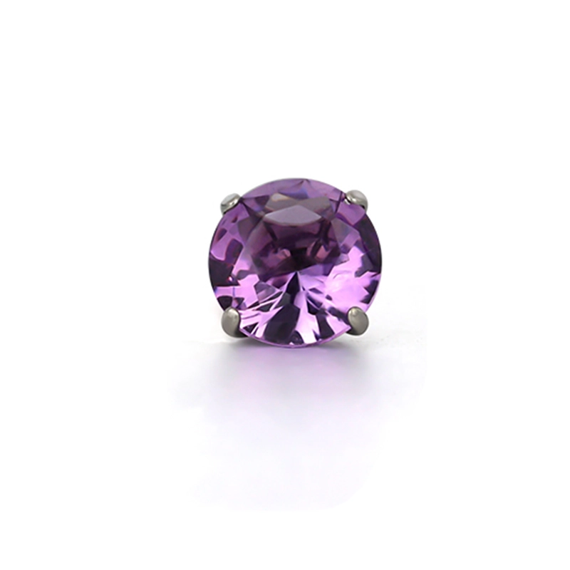 Titanium labret with prong set amethyst