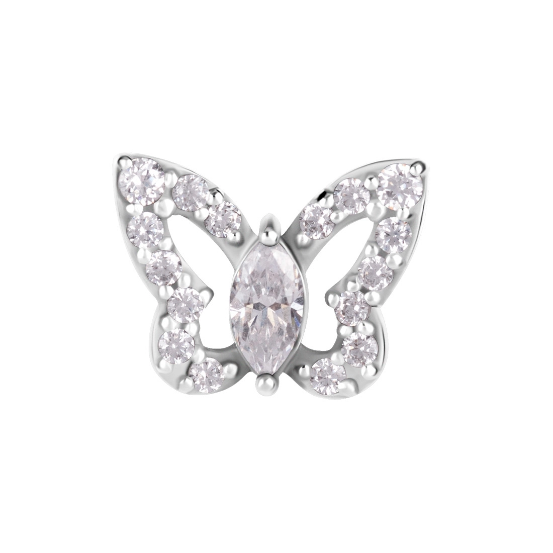 Labret Butterfly białe kryształki