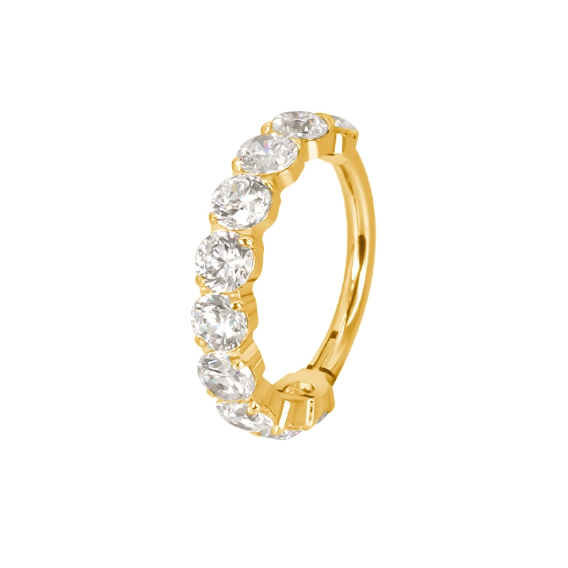 Gold titanium helix clicker Emma with CZ