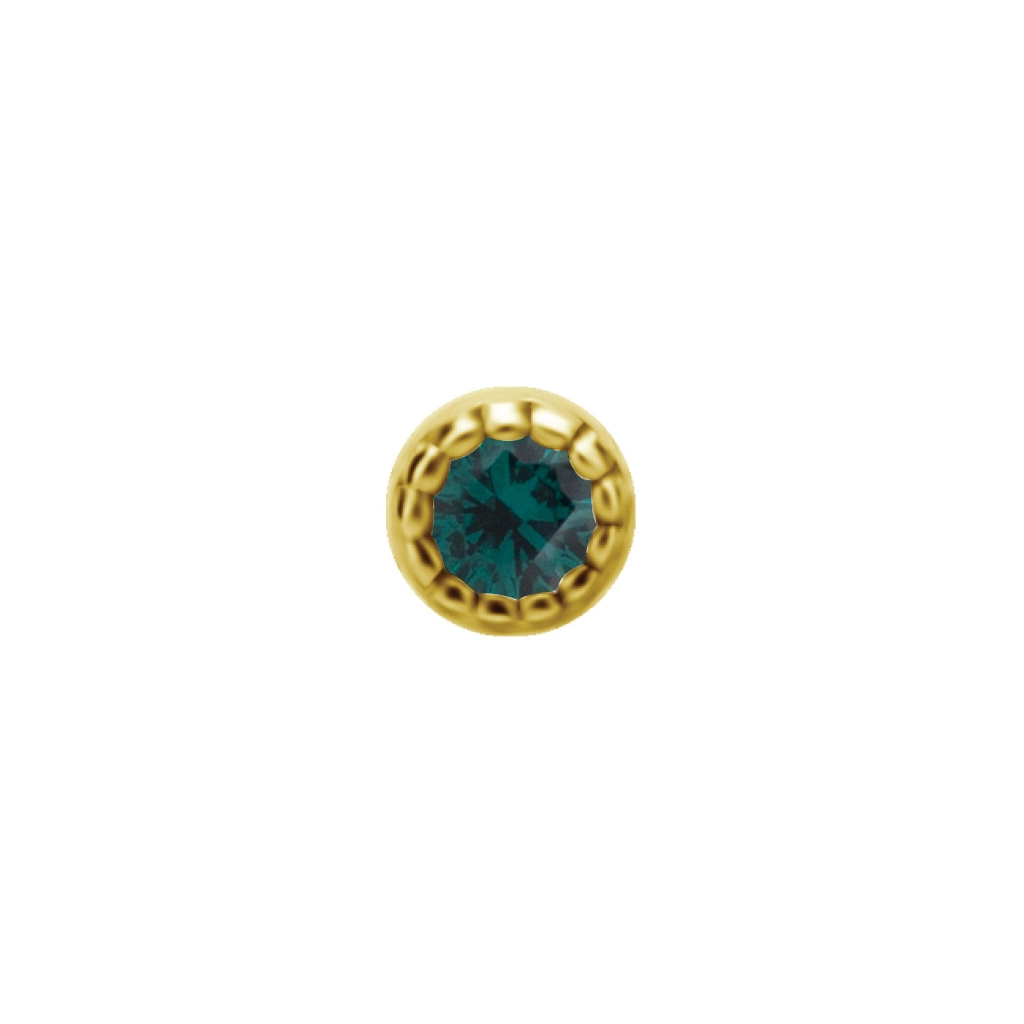 Emerald nano gem milgrain bezel set set 18k