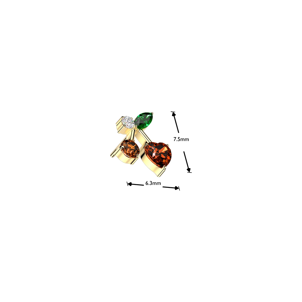 Złota ozdoba push-in Crystal Cherry