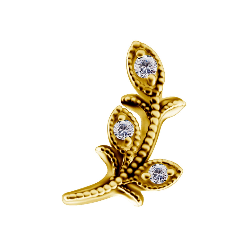 Olive branch złota ozdoba push-in z białymi cyrkoniami (lewa)