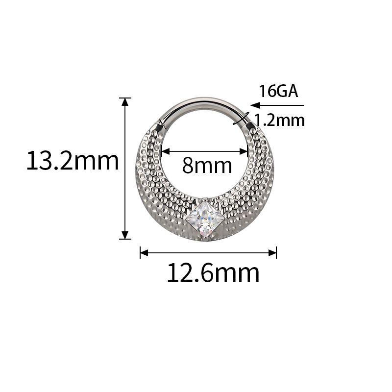 Tytanowy septum daith clicker Arcana biała cyrkonia