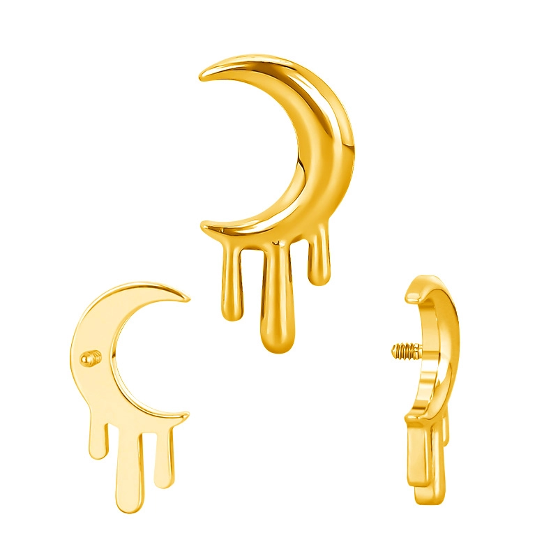 Złoty tytanowy labret Moon Drip