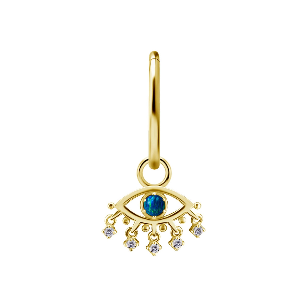 Gold piercing charm Goddess sea green opal