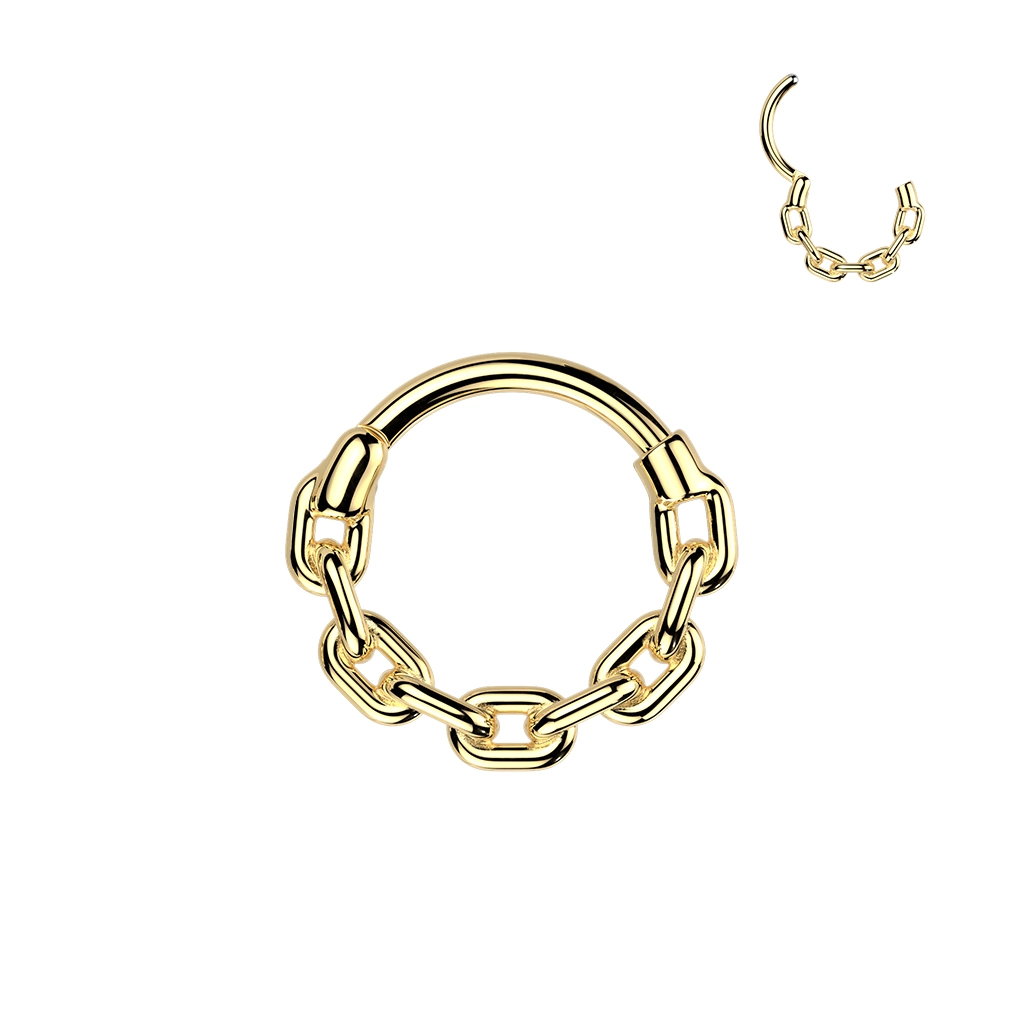 Złoty septum daith helix clicker Chain