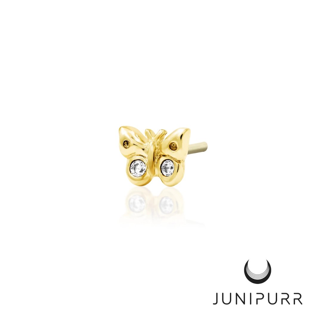 Mini Butterfly ozdoba push-in z żółtego złota 14k