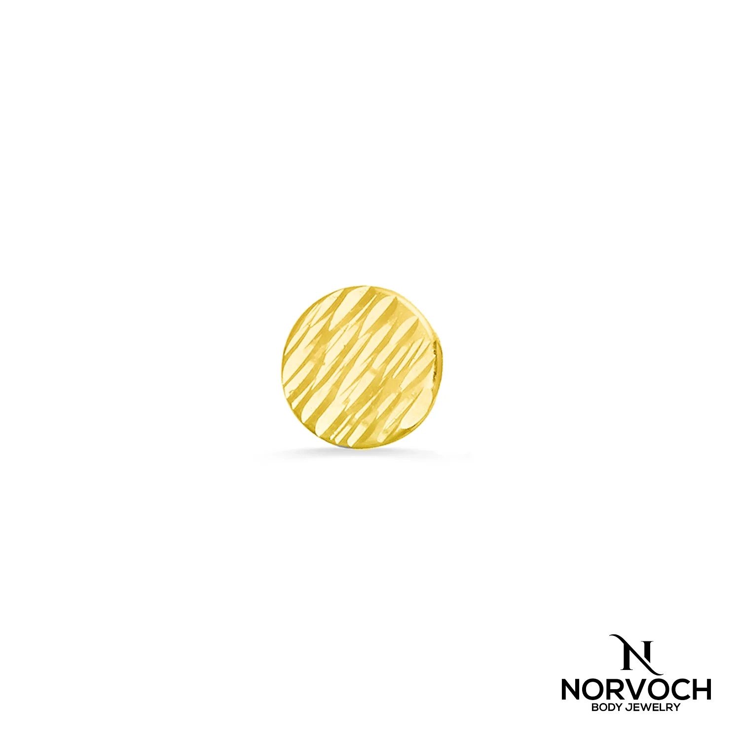 Round disc diamond cut ozdoba push-in z żółtego złota 14k