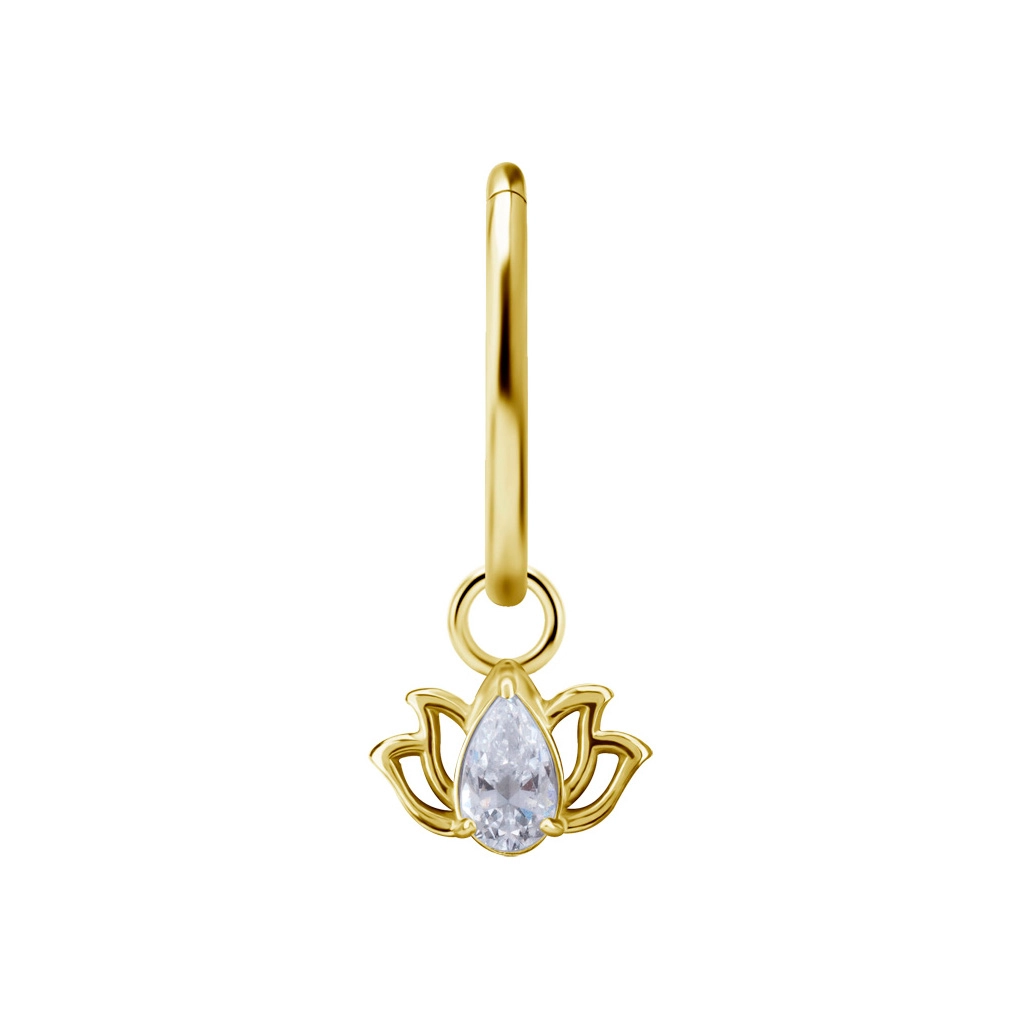 Gold piercing charm White Lotus