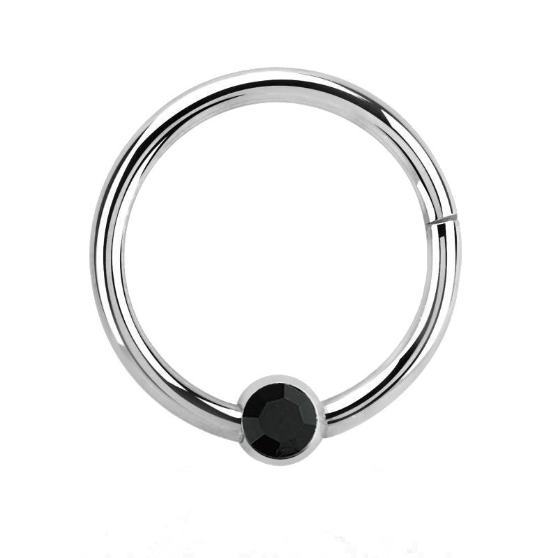 Steel clicker black cz ball
