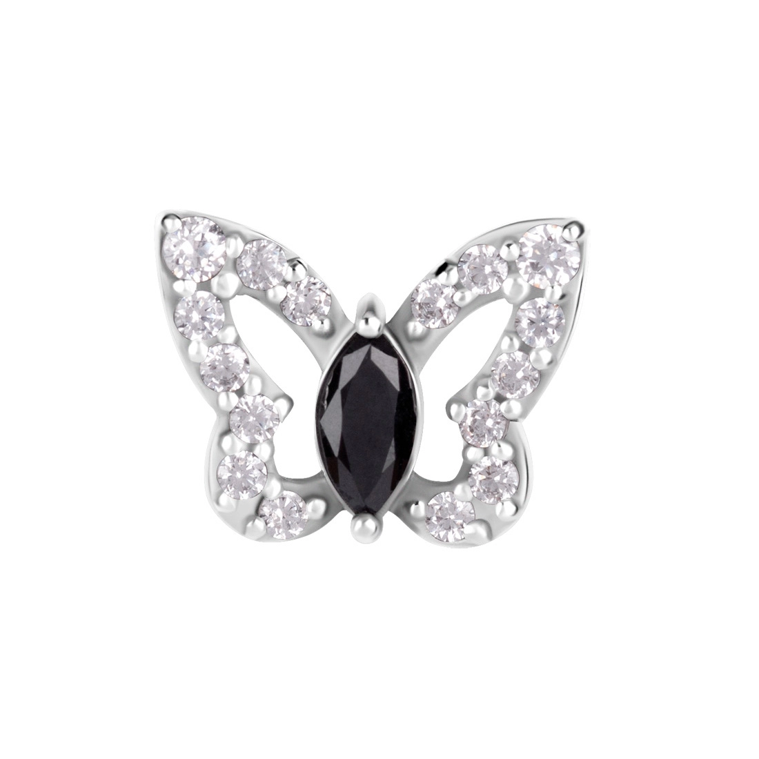 Labret Butterfly czarny kryształek