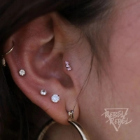 Staxx Pink Sapphire push-in top 14k yellow gold