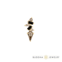 Mixt Smoky Quartz  Black Spinel push-in top 14k yellow gold