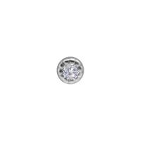 Biała cyrkonia w oprawie milgrain bezel set z białego złota 18k