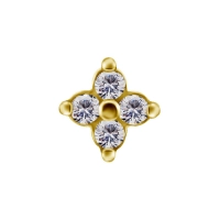 Quatro gem gold push-in top with clear gems