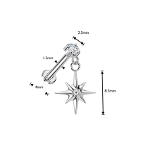 Titanium North Star dangle push-in labret with CZ