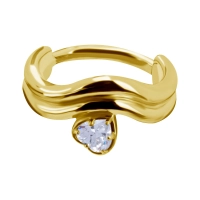 Gold helix conch clicker Wave with crystal heart