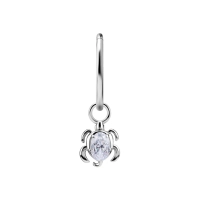 Piercing charm Turtle white gem