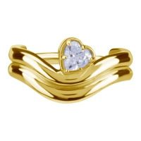 Gold helix conch clicker Wave with crystal heart