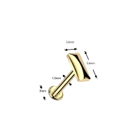 Gold titanium internally threaded rectangle labret