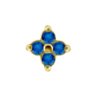 Quatro gem gold push-in top with blue gems