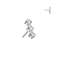 Tytanowa ozdoba Ciara z cyrkoniami i gwintem push-in