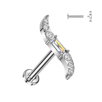 Tytanowy labret Verve z cyrkoniami i gwintem wewnętrznym