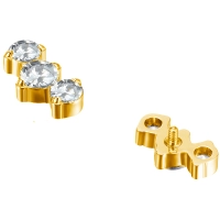 Gold titanium labret Roya with clear gems