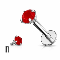 Titanium labret with prong set red onyx
