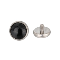 Tytanowy labret black onyx bezel set