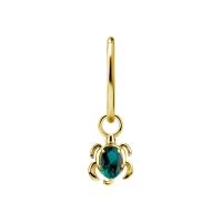 Gold piercing charm Turtle emerald gem