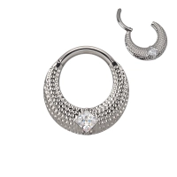 Tytanowy septum daith clicker Arcana biała cyrkonia
