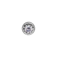 Biała cyrkonia w oprawie milgrain bezel set z białego złota 18k