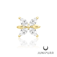 Lilliana White CZ ozdoba push-in z żółtego złota 14k