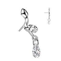 Tytanowa ozdoba push-in Snake with gem