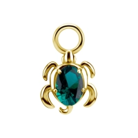 Gold piercing charm Turtle emerald gem