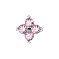 Quatro gem flower ozdoba push-in z różowymi cyrkoniami
