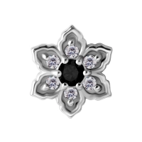 Labret Mandala flower czarny kryształek