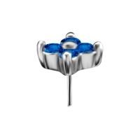 Quatro gem flower ozdoba push-in z niebieskimi cyrkoniami
