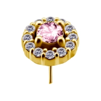 Grazia gold push-in top with pink gem