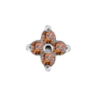 Quatro gem flower ozdoba push-in z szampańskimi cyrkoniami