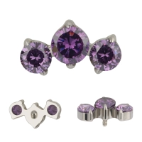 Titanium labret Roya with purple gems