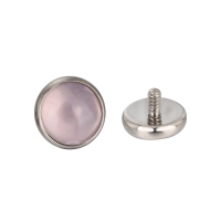 Tytanowy labret rose quartz bezel set