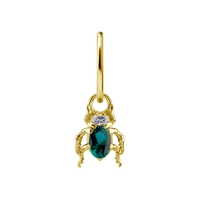 Gold piercing charm Beetle emerald gem