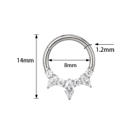 Tytanowy septum daith clicker Frozen białe cyrkonie