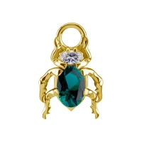 Gold piercing charm Beetle emerald gem