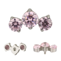 Titanium labret Roya with pink gems